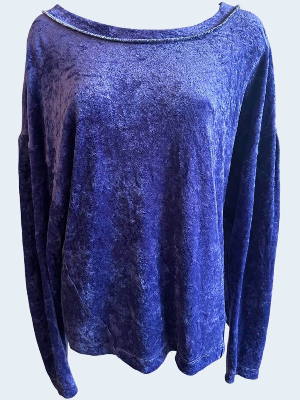 We The FREE PEOPLE Women's Milan Crushed Velvet Top Blue M Medium - Picture 2 of 7